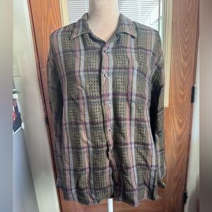 Vintage Unisex Plaid Long Sleeve Shirt